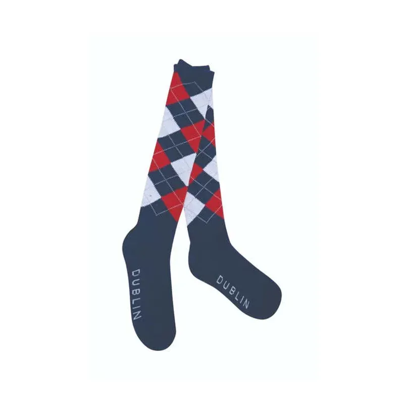 Dublin One Size Argyle Socks in Navy/Red/White