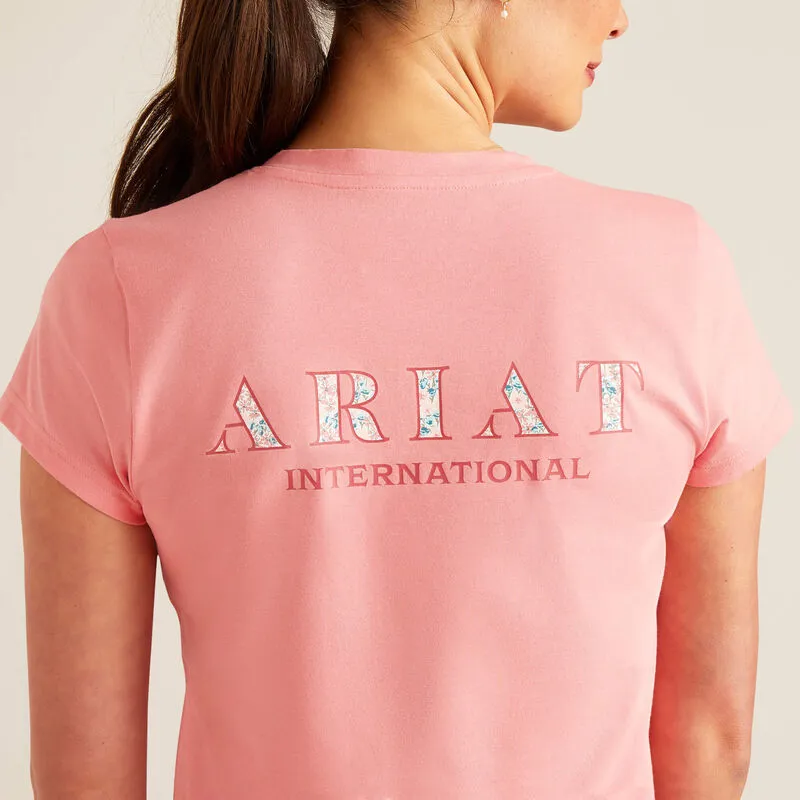 Ariat Women's Petal Font Short Sleeve Shirt - FLAMINGO PLUME -2