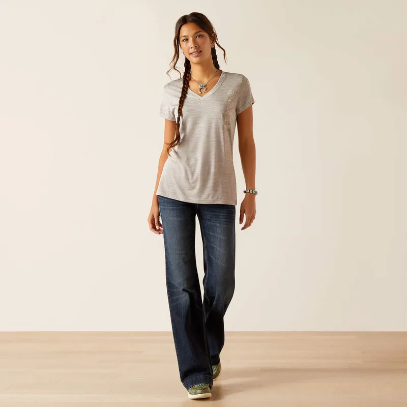 Ariat Women's Laguna Logo Short Sleeve Base Layer - STEEL -3