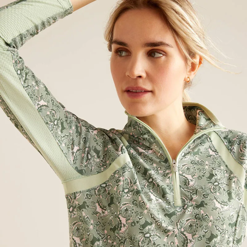 Ariat Women's Sunstopper 3.0 Long Sleeve Baselayer - GREEN BAROQUE -4