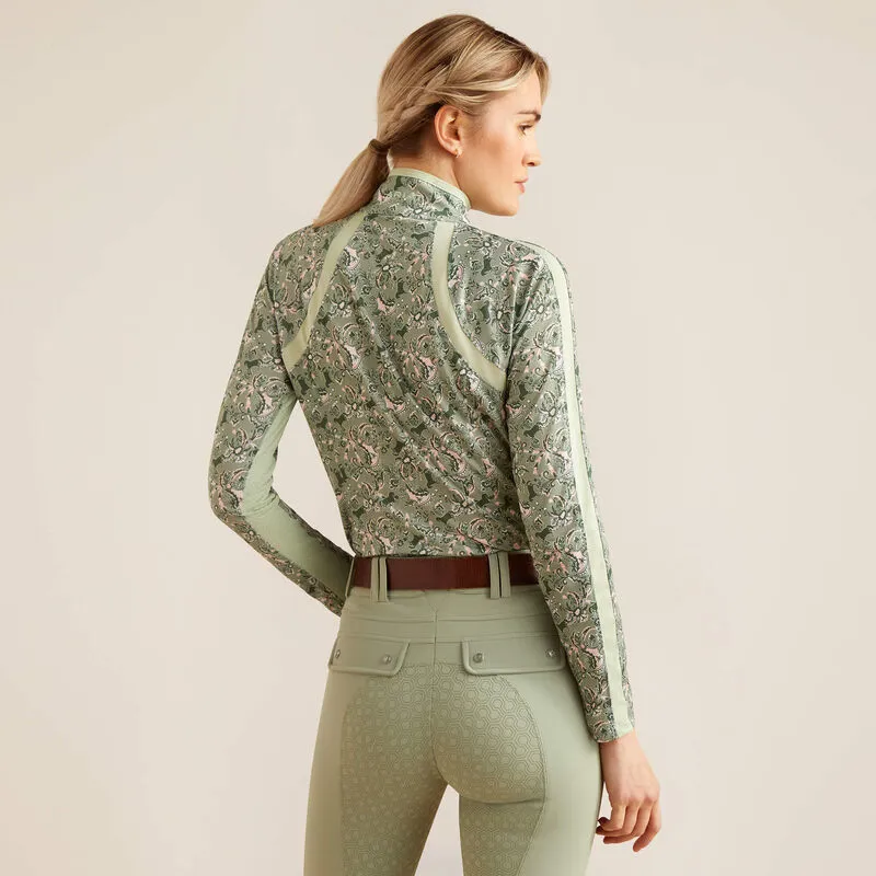 Ariat Women's Sunstopper 3.0 Long Sleeve Baselayer - GREEN BAROQUE -1