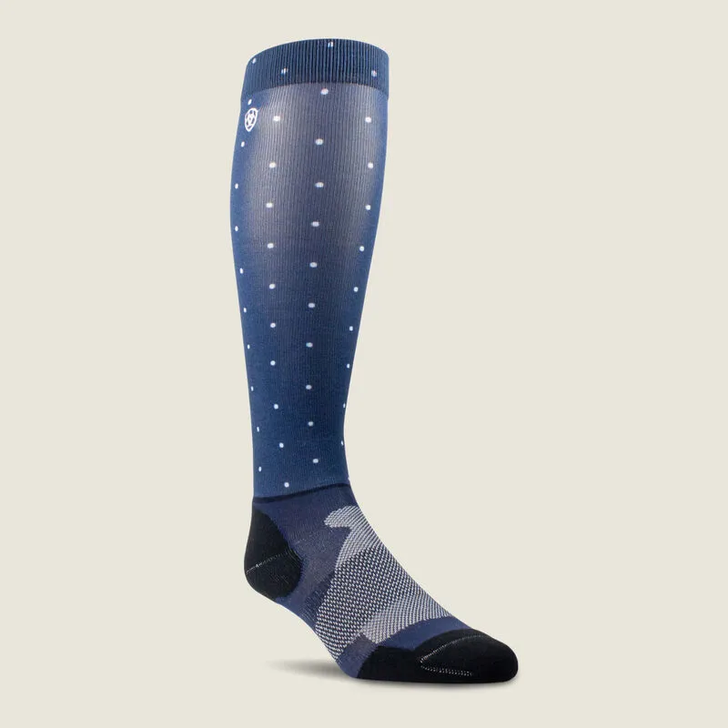 AriatTEK Slim Printed Performance Socks - NAVY DOT - Medium 