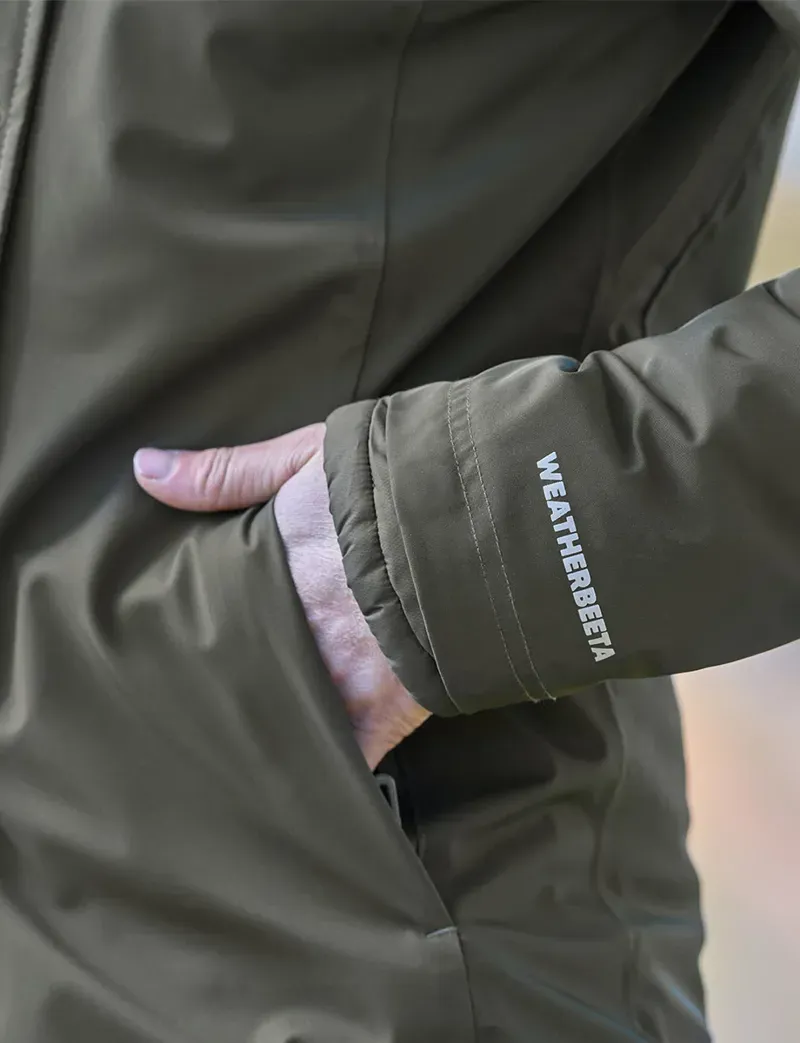 WeatherBeeta Ladies All Purpose Waterproof Longline Equestrian Jacket in Midnight Green-2