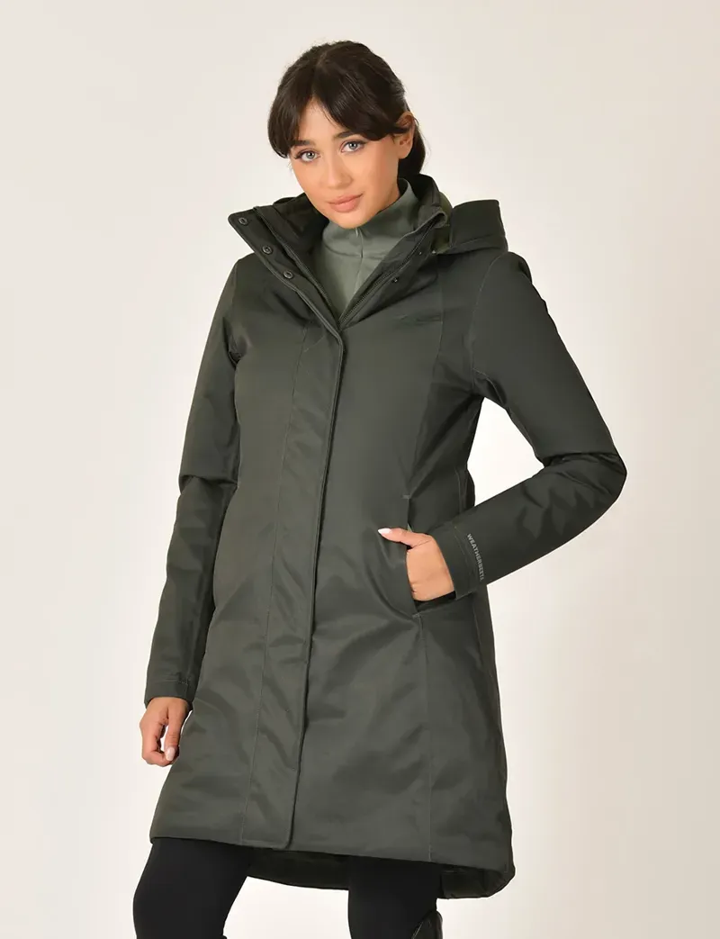 WeatherBeeta Ladies All Purpose Waterproof Longline Equestrian Jacket in Midnight Green