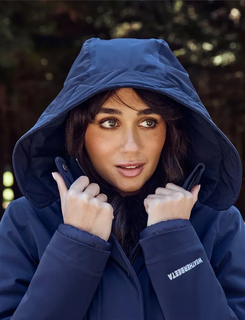 WeatherBeeta Ladies All Purpose Waterproof Longline Equestrian Jacket in Navy-5