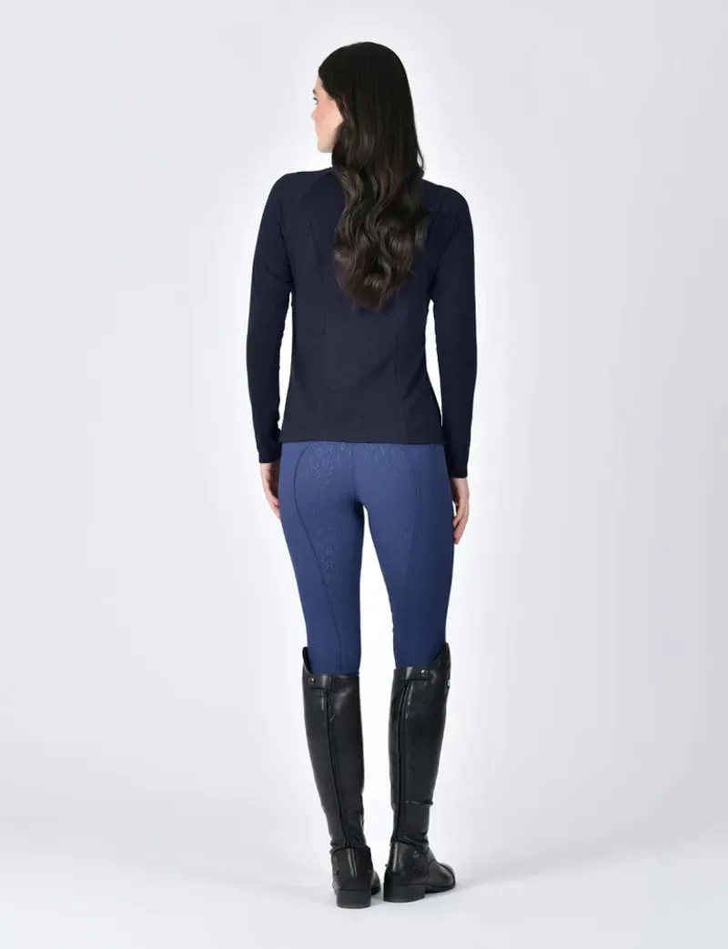 Weatherbeeta Ladies Bamboo Long Sleeve Performance Base Layer in Navy-3