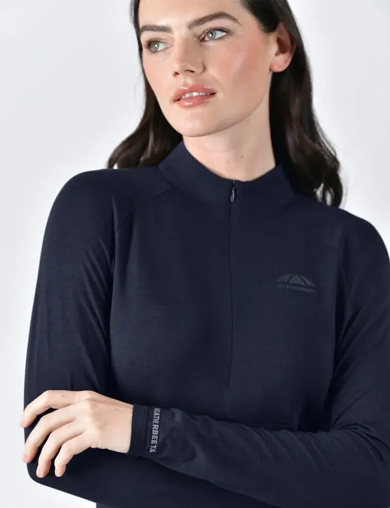 Weatherbeeta Ladies Bamboo Long Sleeve Performance Base Layer in Navy-1