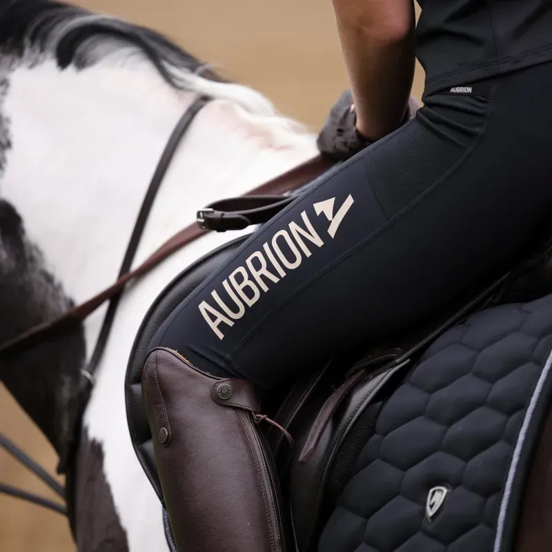 Aubrion Young Rider React Non-Stop Riding Tights in Shadow