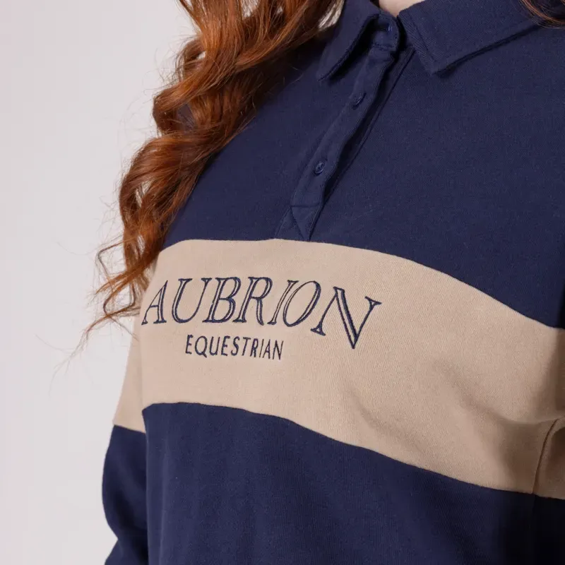 Aubrion Equestrian Button Sweatshirt in Midnight/Taupe-5