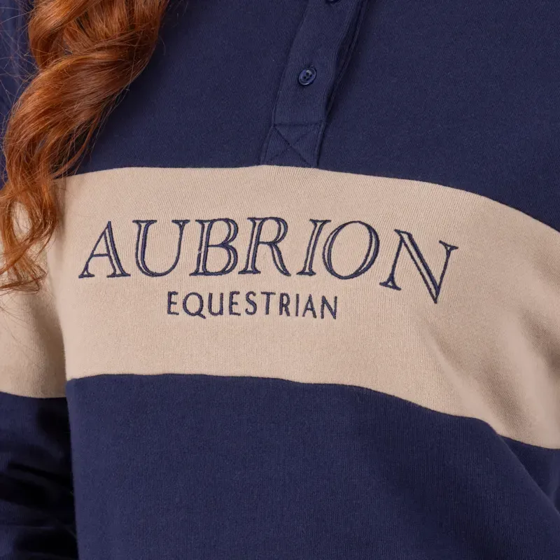 Aubrion Equestrian Button Sweatshirt in Midnight/Taupe-6