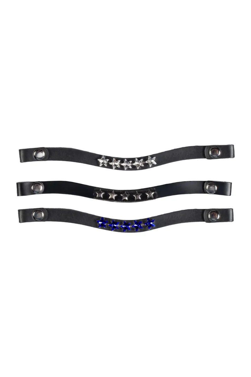 HKM Hobby Horsing Browbands - Navy Blue with Stars Design - Set of 3