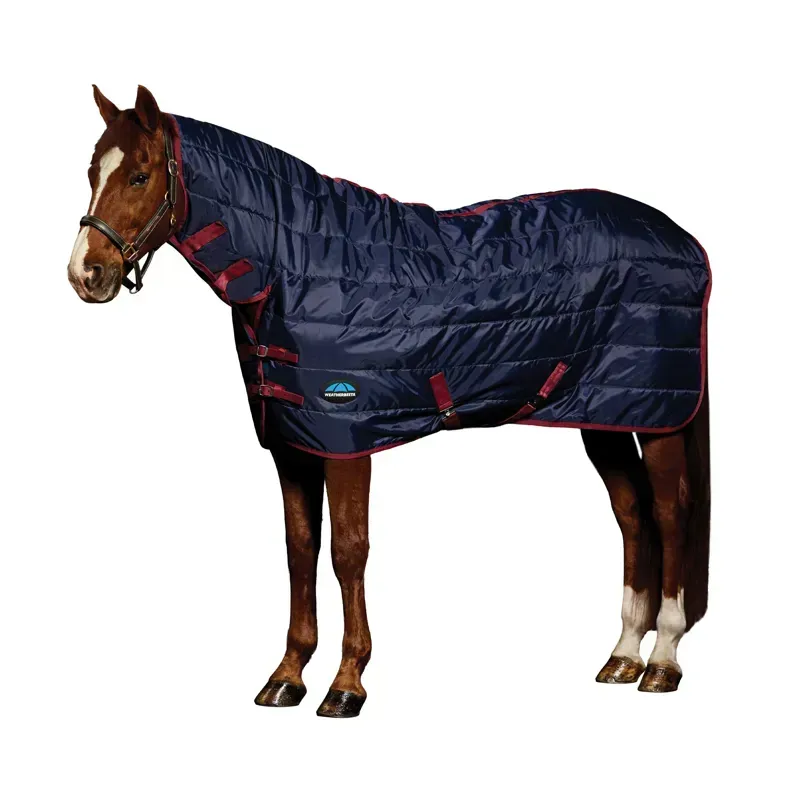 Weatherbeeta ComFiTec 210D Channel Quilt Stable Combo Neck 220G in Navy/Burgundy