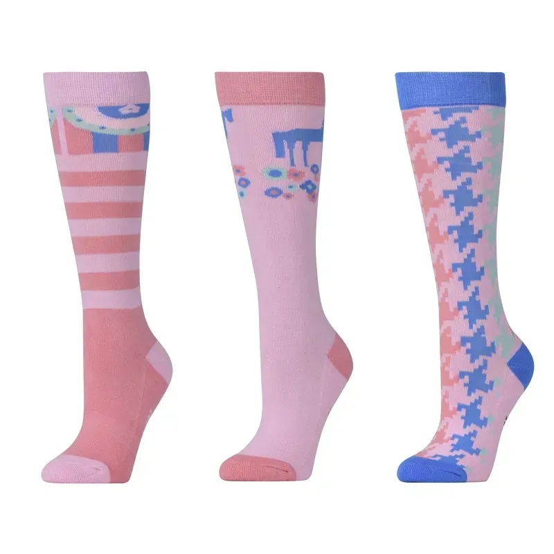 Dublin Kids 3 Pack Socks in Pastel Pink Carnival