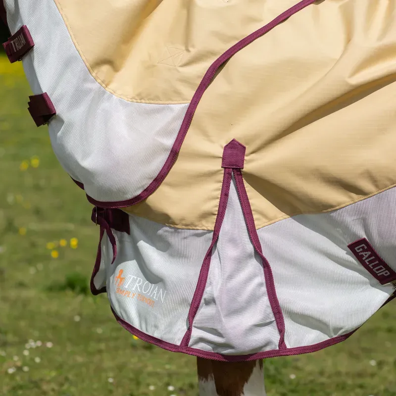 Gallop Trojan Dual Lightweight Fly Turnout Rug - Beige/White --1