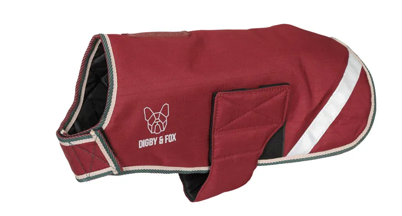 Digby and Fox Medium Waterproof Dog Coat in Burgundy