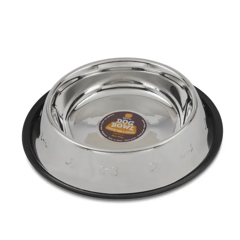 Digby and Fox 1.4l Non-Slip Dog Bowl in Silver