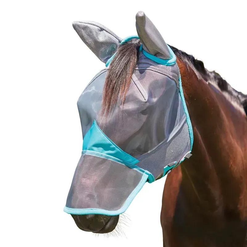 WeatherBeeta ComFiTec Deluxe Fine Mesh Mask With Ears and Nose in Grey/Turquoise