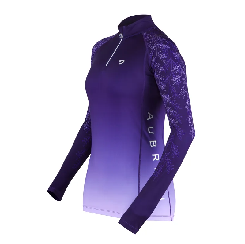 Aubrion Young Rider Hyde Park Cross Country Shirt in Lavender Leaf