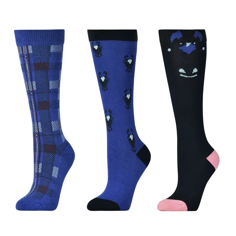Dublin Kids 3 Pack Socks in Cornflower Peekaboo Pony