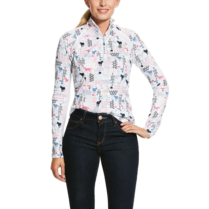 Ariat Sunstopper 2.0 1/4 Zip Baselayer - WHITE MULTI