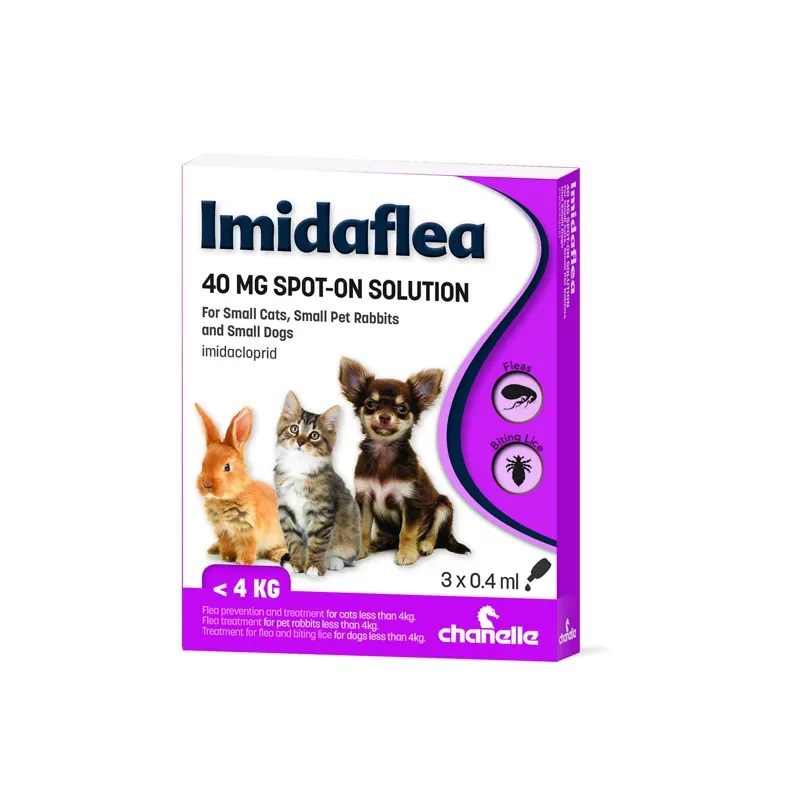 Chanelle Imidaflea 40mg Spot-On For Small Cats Dogs and Rabbits Under 4kg - 3 Pipettes