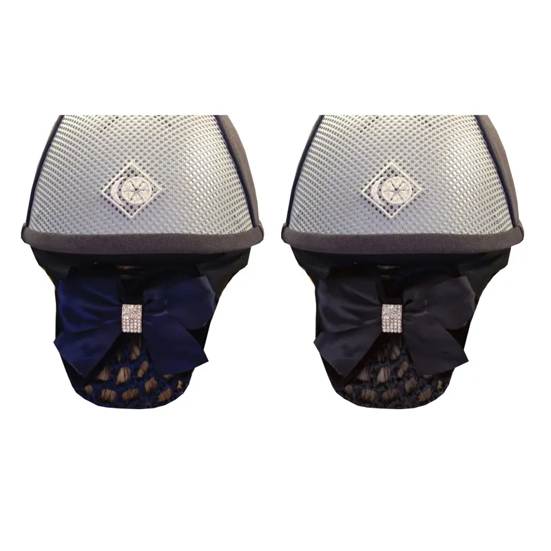 Equetech Velvet Crystal Bow and Net in Black