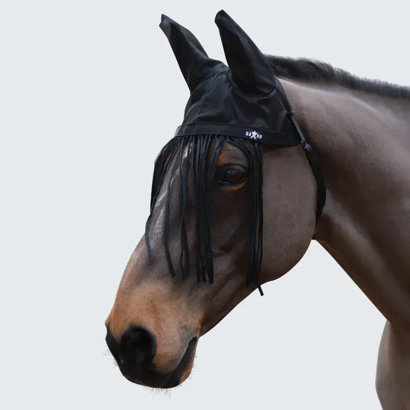 Saxon Fly Fringe With Ears in Black