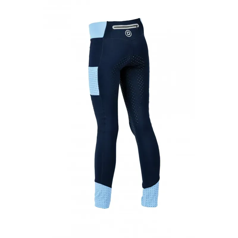 Dublin Childs Power Performance Mid Rise Colour Block Riding Tights in Ink Navy/Bluebell-1