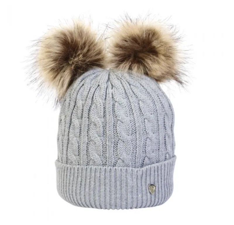 Hy Equestrian Morzine Children's Bobble Hat in Grey