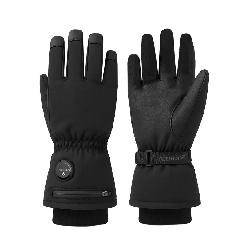 Equetech Inferno Waterproof Heated Riding Gloves inc 2 X Batteries in Black