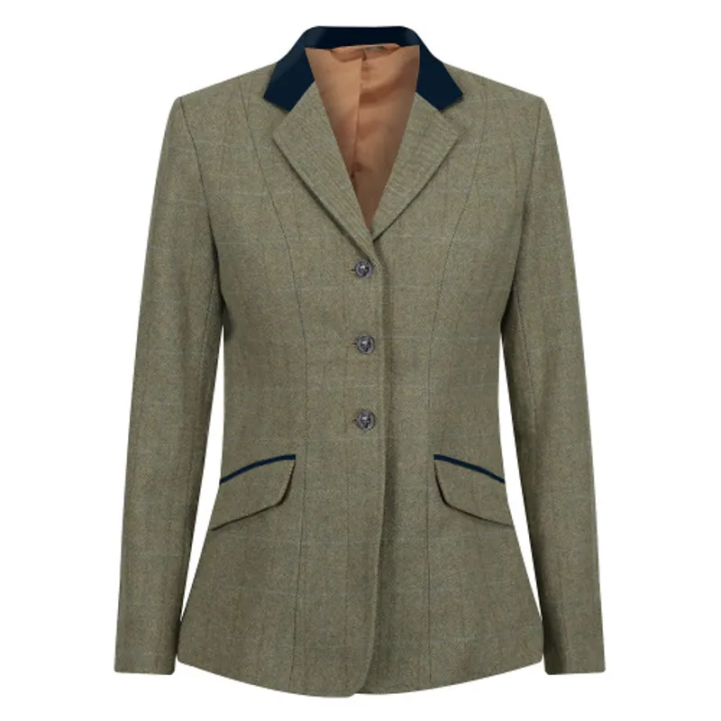 Equetech Junior Bellingham Deluxe Stretch Tweed Riding Jacket - GREEN 