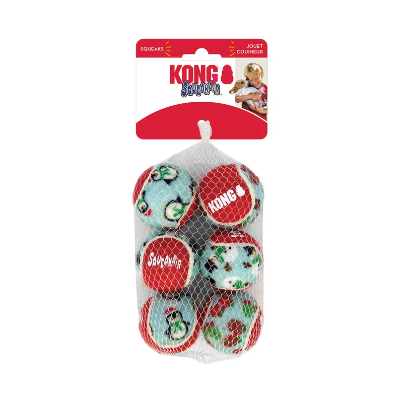 Kong X Small 6 Pack Holiday SqueakAir Balls in Red 