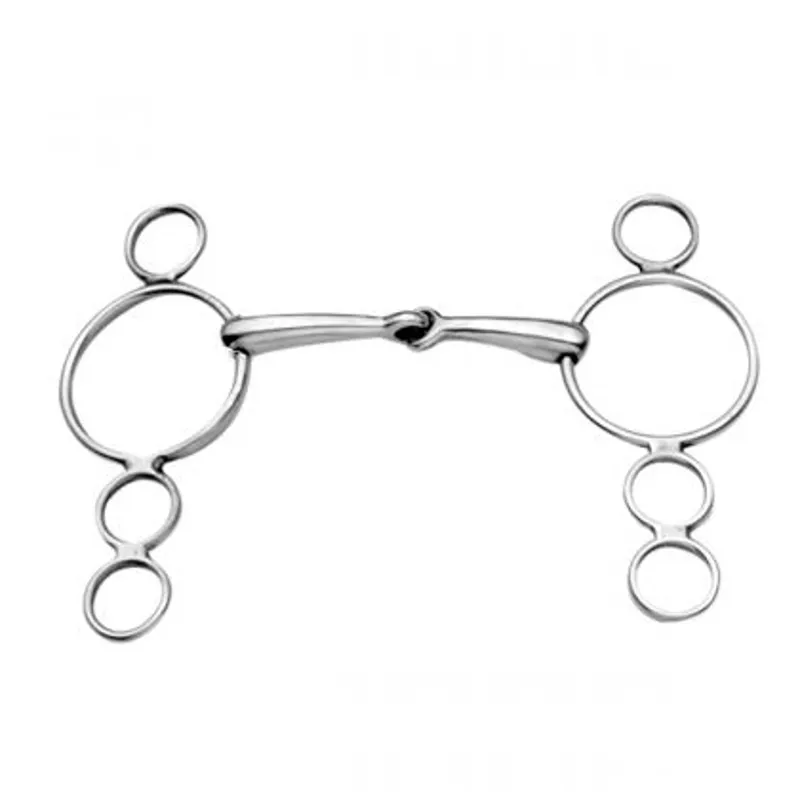 JP Korsteel Stainless Steel Jointed 3 Ring Dutch Gag Bit 