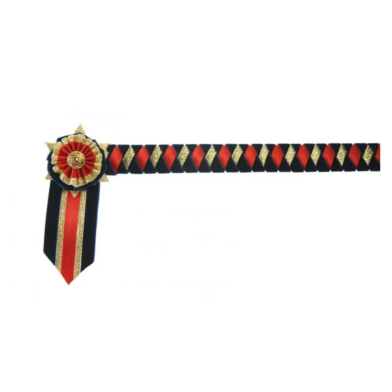 Showquest Browband Design Boston - Navy Blue/Red/Gold - Pony