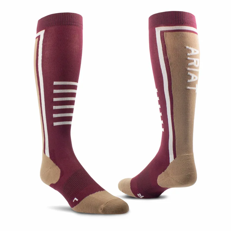 AriatTEK Slimline Performance Socks - One Size - WINDSOR WINE/WOODSMOKE