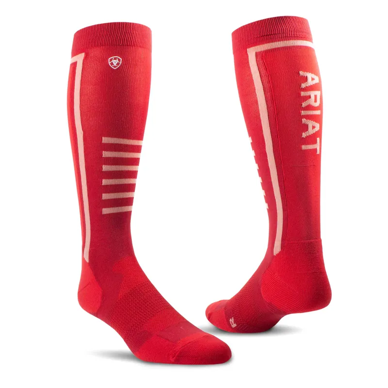 AriatTEK Slimline Performance Socks - One Size - RED BUD/PARTY PUNCH