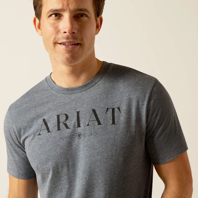 Ariat Men's B and W Logo Short Sleeve-Shirt - ATHLETIC HEATHER -3