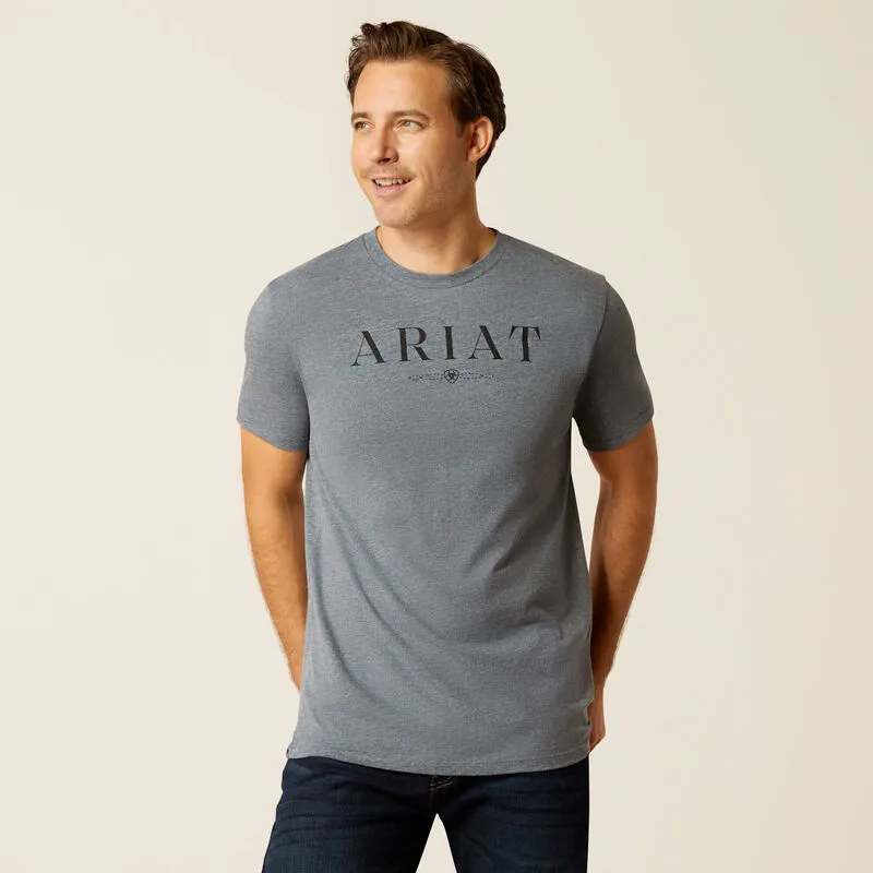 Ariat Men's B and W Logo Short Sleeve-Shirt - ATHLETIC HEATHER 
