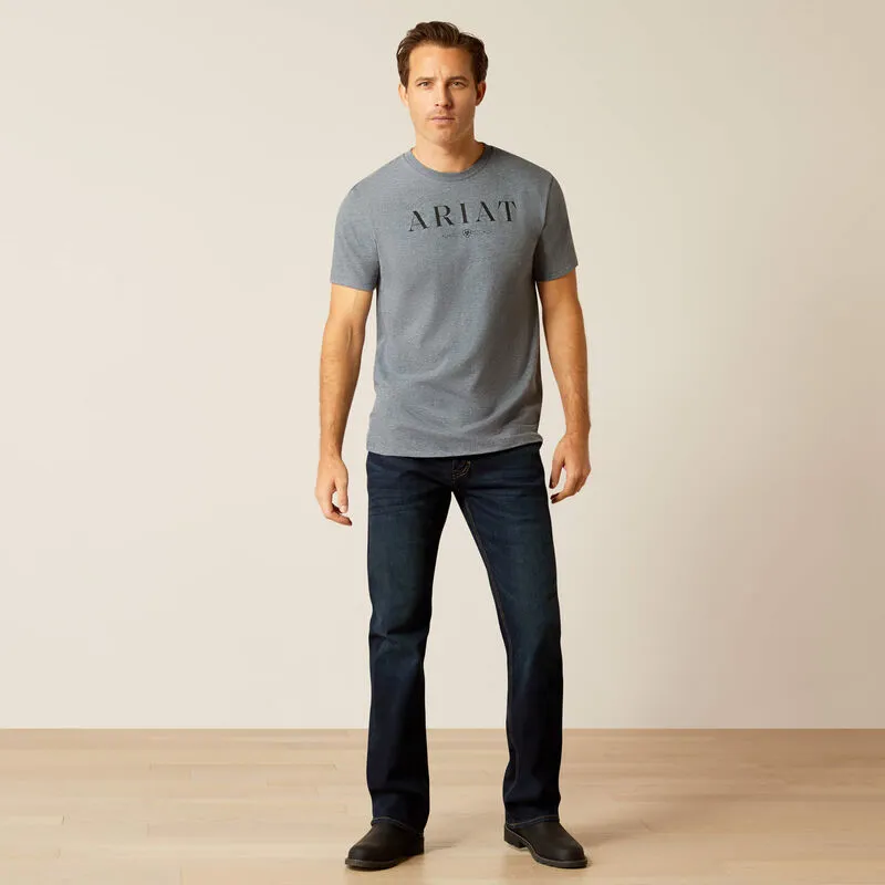 Ariat Men's B and W Logo Short Sleeve-Shirt - ATHLETIC HEATHER -2