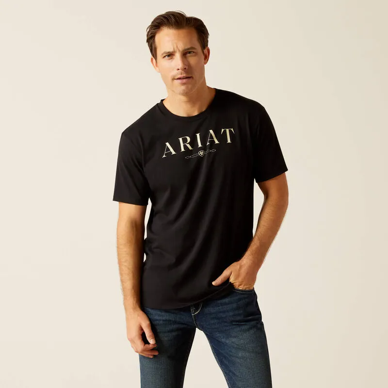 Ariat Men's B and W Logo Short Sleeve-Shirt - BLACK 