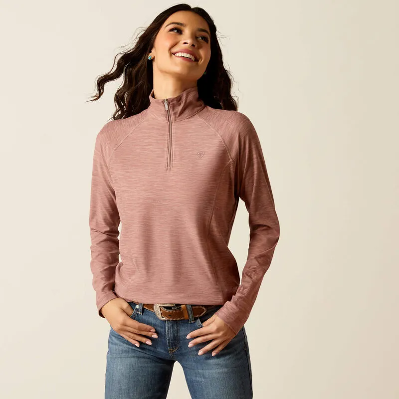 Ariat Womens Laguna 1.0 1/4 ZIp Long Sleeve Top - TWILIGHT MAUVE 