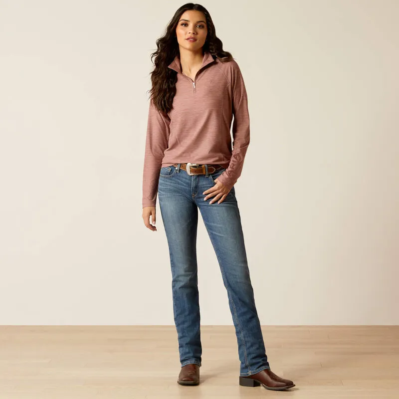 Ariat Womens Laguna 1.0 1/4 ZIp Long Sleeve Top - TWILIGHT MAUVE -2