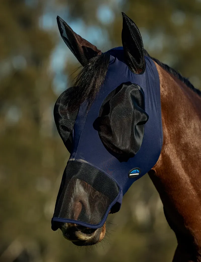 WeatherBeeta ComFiTec Luxe Stretch Fly Mask With Ears and Nose Navy/Black