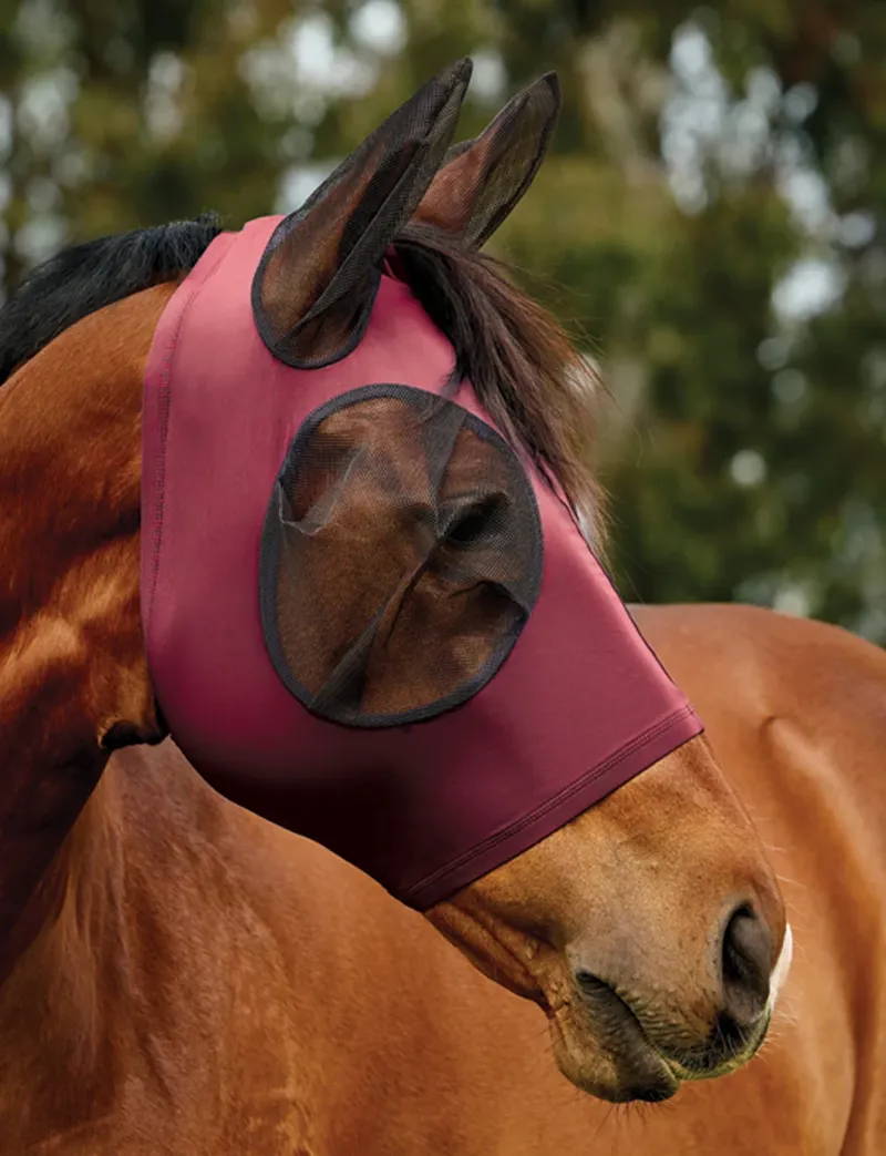 WeatherBeeta ComFiTec Deluxe Stretch Fly Mask With Ears Burgundy/Black-1
