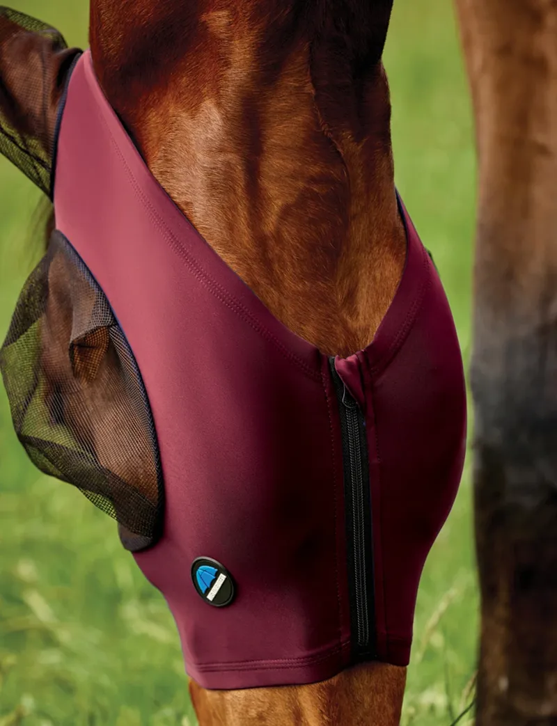 WeatherBeeta ComFiTec Deluxe Stretch Fly Mask With Ears Burgundy/Black-2