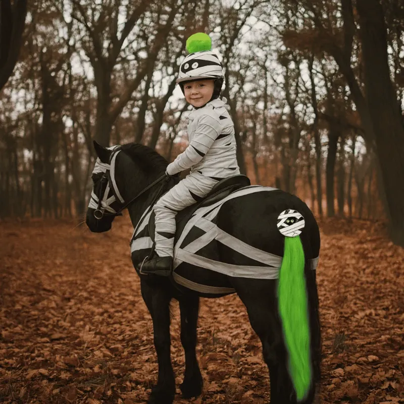 Equetech Halloween Mummy Mayhem Hat Silk - GREEN / WHITE - One Size -2