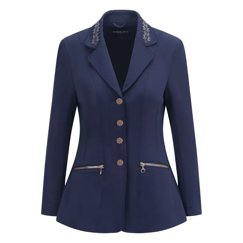 Equetech Junior Crystal Showerproof Competition Jacket - NAVY / ROSE GOLD
