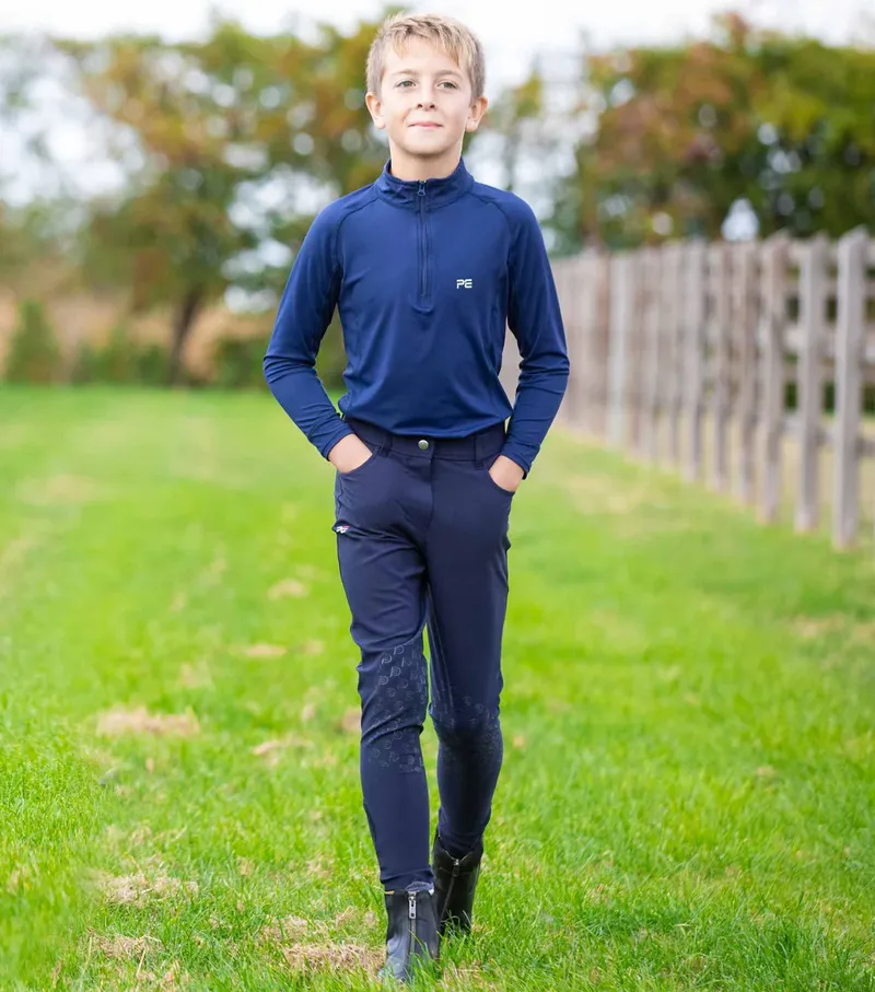 Premier Equine Derby Boys Riding Breeches - NAVY-4
