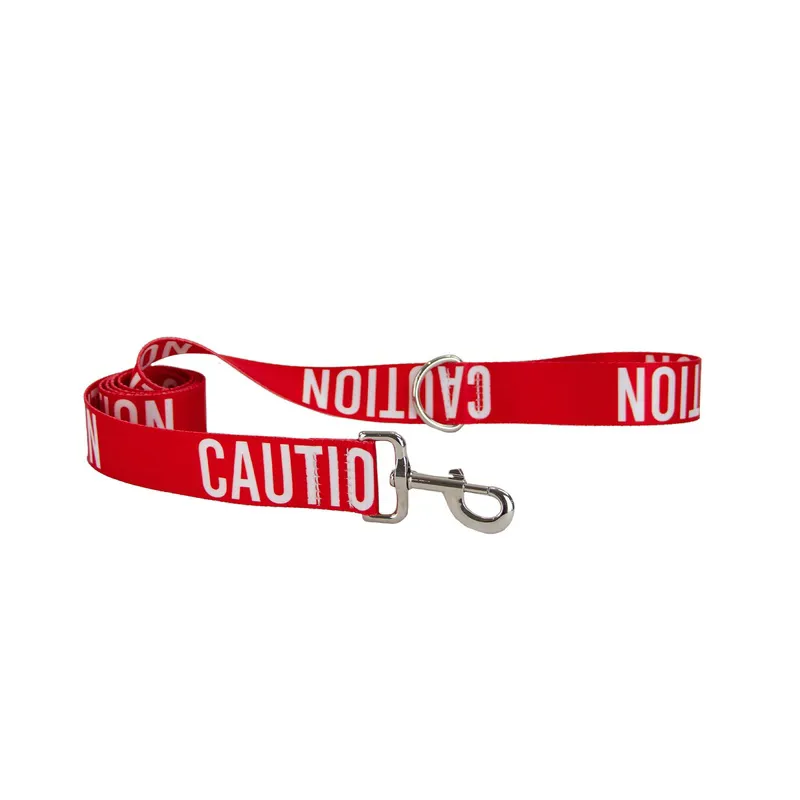 Ancol Obedia Awareness Dog Lead CAUTION Red 40mm x 1.5m