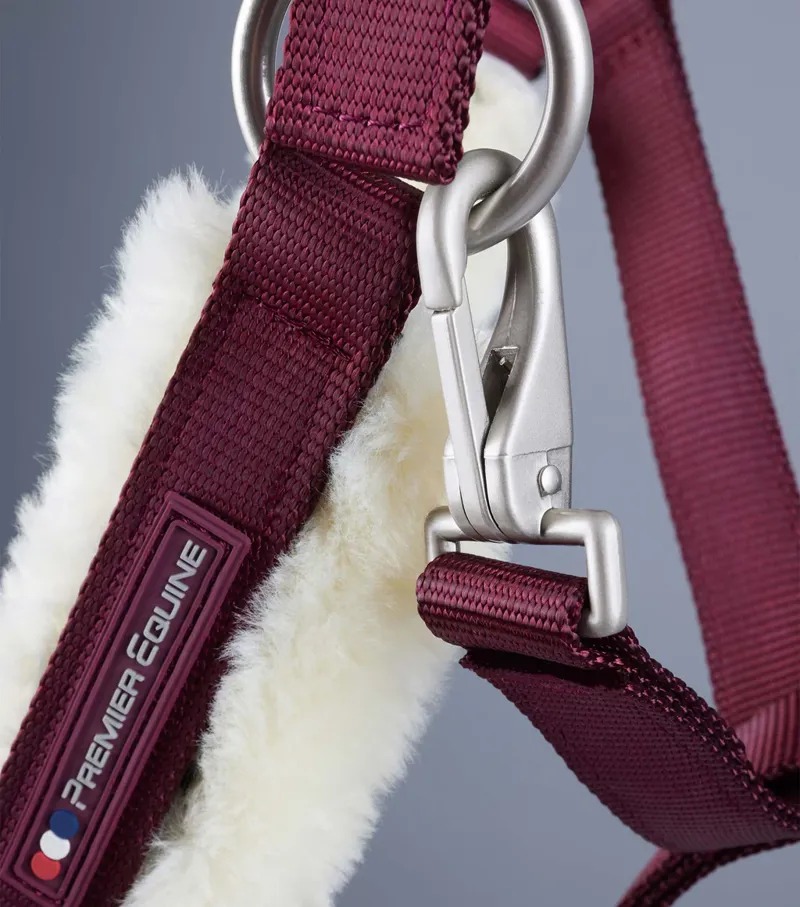 Premier Equine Techno Lined Headcollar - BURGUNDY-1